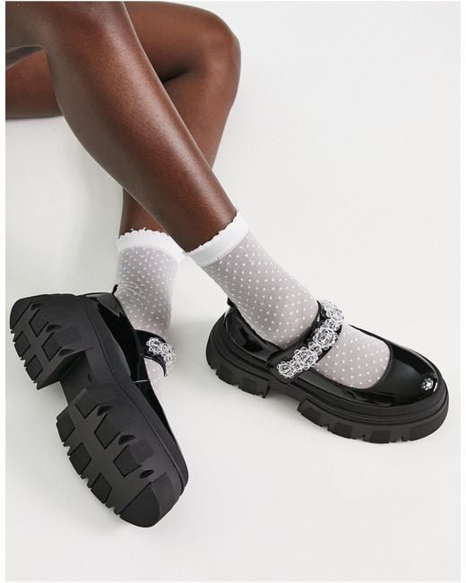 ASOS Mistify Chunky Mary Jane Shoes With Flower Trim in Black Lyst Canada