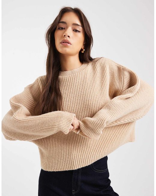 Pull à col ras Miss Selfridge en coloris Natural