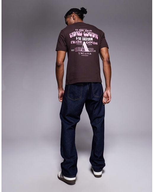 ASOS Brown T-shirt With Text Graphic for men