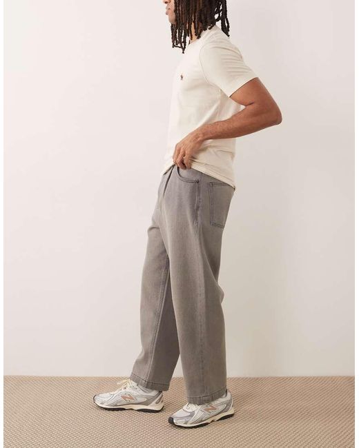 ASOS Natural Relaxed Tapered Jeans for men