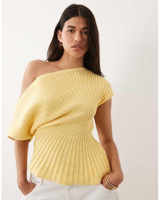 ASOS Yellow Knitted Cinched Pleated Top