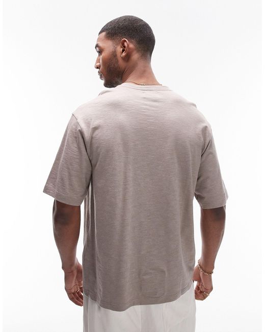 Topman – oversize-t-shirt aus leinenmix in Multicolor für Herren