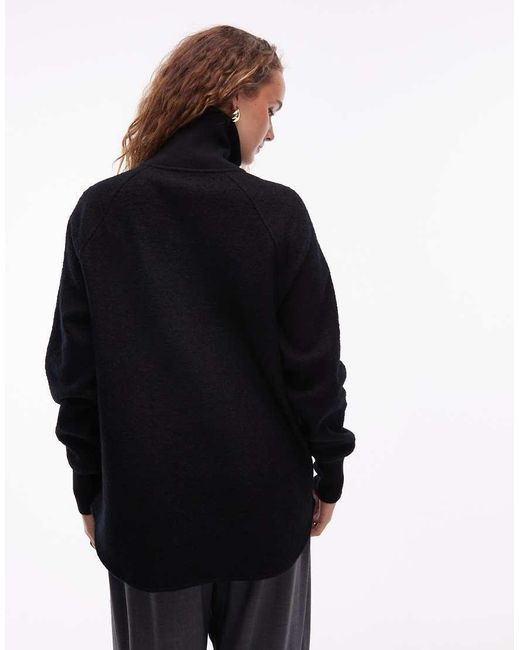 ARKET Blue Boiled Wool Sweater With Polo Collar
