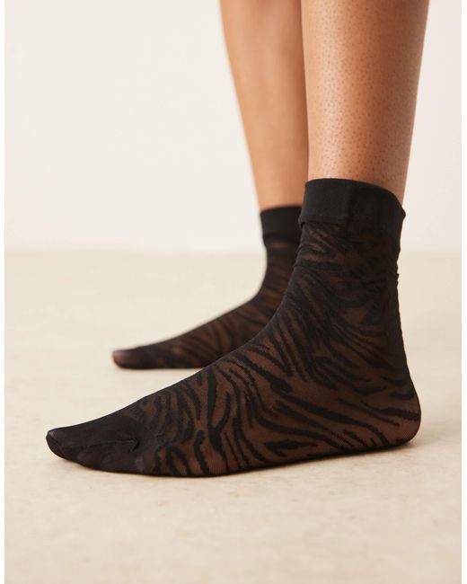 ASOS Black Sheer Tiger Ankle Socks