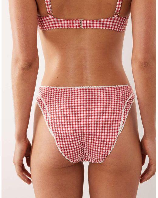 Abercrombie & Fitch Red Mid Rise Contrast Seam Bikini Bottoms Co-ord