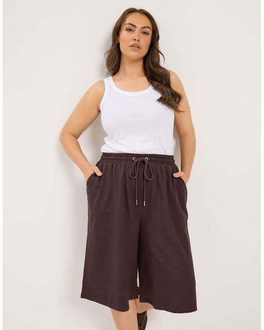 Yours Clothing Purple Drawstring Jorts