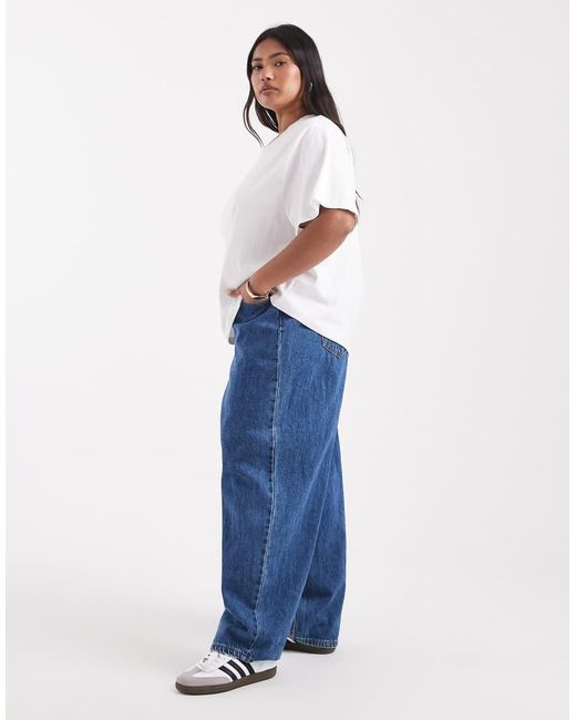 Vero Moda Blue Billie High Rise Barrel Leg Jeans