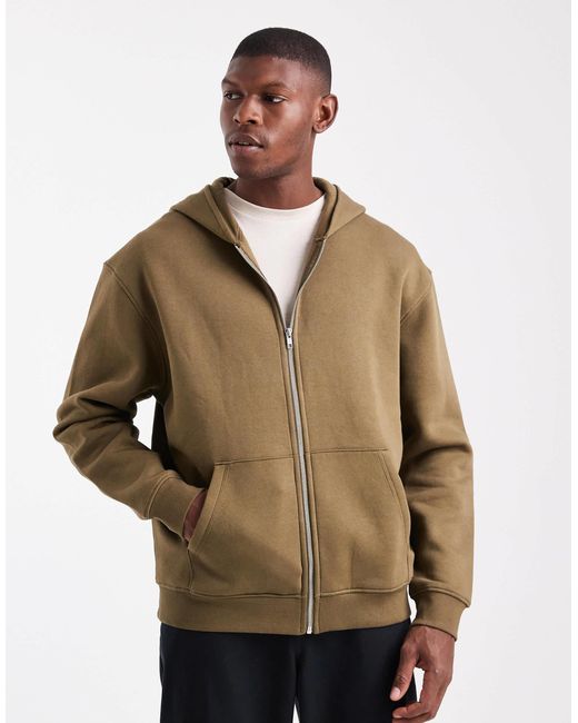 ASOS – essentials – kapuzenjacke in Natural für Herren