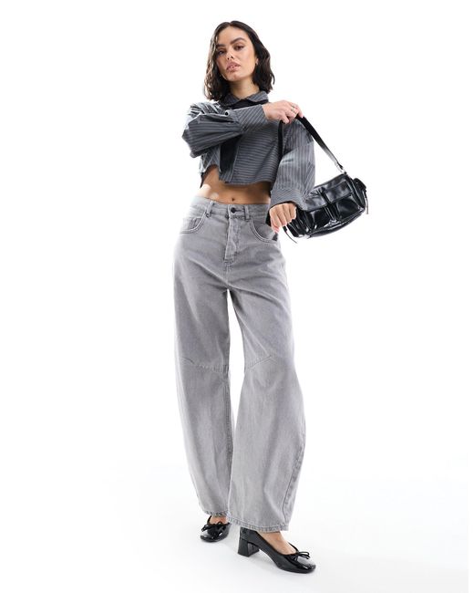Pimkie Gray Cropped Shirt With Tie