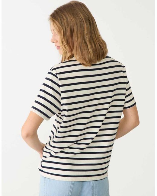 Stradivarius Gestreept T-Shirt Van Zware Stof Met Rechte Pasvorm in het White