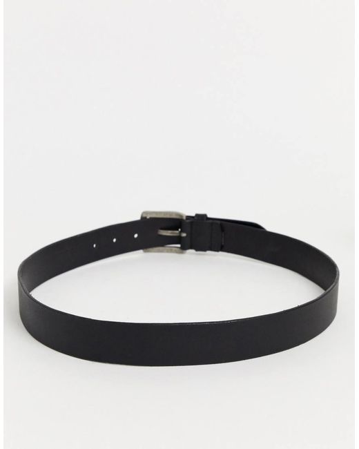 Pieces Black Leather Buckle Belt
