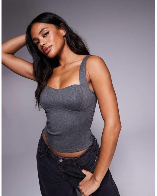 ASOS Gray Ponte Structured Corset Top