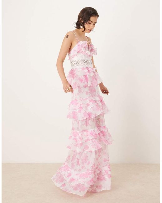 True Decadence Pink V Neck Maxi Dresses