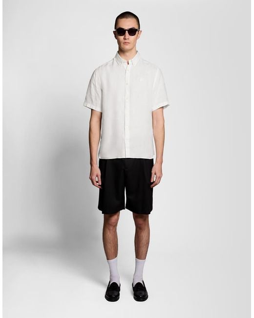 Lyle & Scott White Ss Woven Shirts Short Sleeve Linen Shirt for men