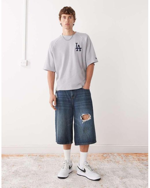 Camiseta Blanca Extragrande De Los La Dodgers De Punto Gofrado De KTZ de hombre de color Gray