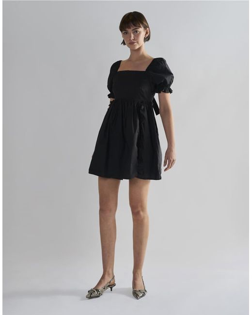 Glamorous Black Ruffle Trim Babydoll Mini Dress