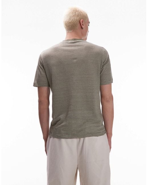 Mango Gray Thin Stripe T-Shirt for men