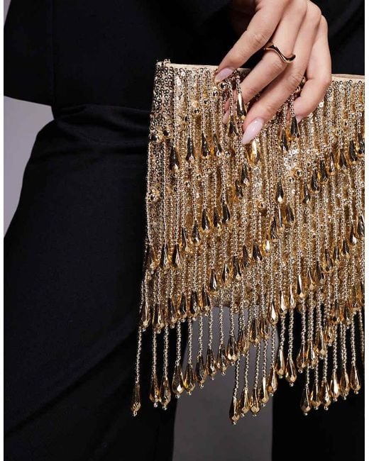 ASOS Black Droplet Zip Top Clutch Bag