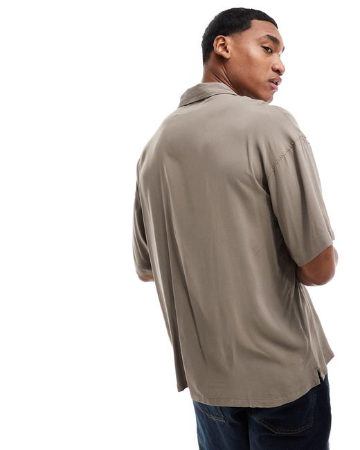 Camicia oversize beige con colletto con rever di ADPT in Gray da Uomo