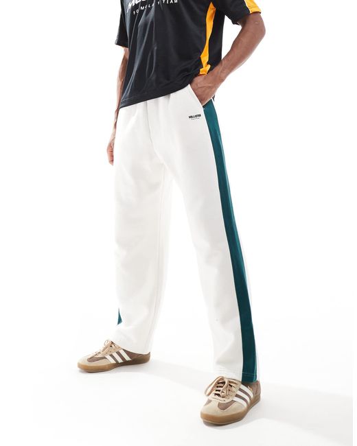 Hollister White baggy Varsity Side Stripe jogger for men