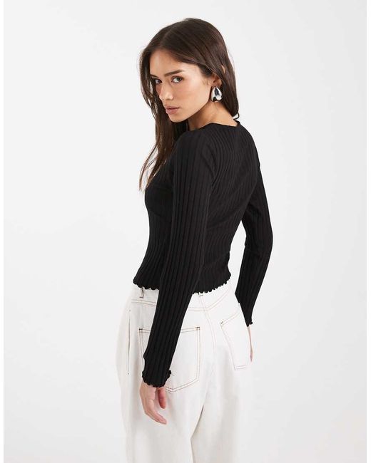 Miss Selfridge Geribbeld Vest in het Black