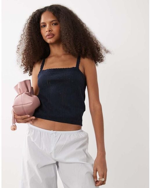 Mango Blue Teen Pointelle Cami Top