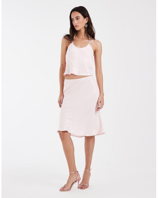 ASOS White Satin Halter Scoop Neck Cami