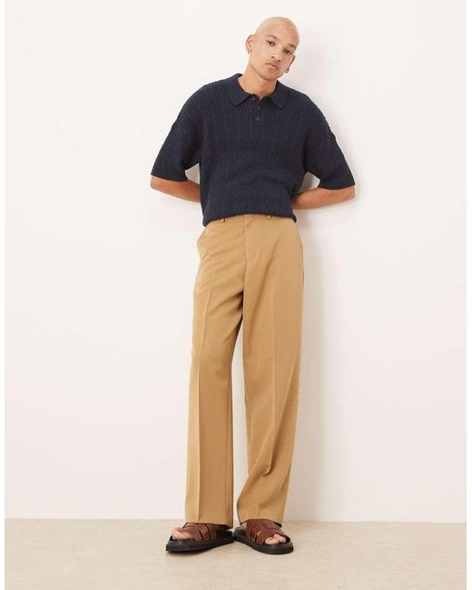 Pantalones De Vestir De Pernera Ancha Con Bolsillo De Estilo Carpintero De -Marrón ASOS de hombre de color Natural