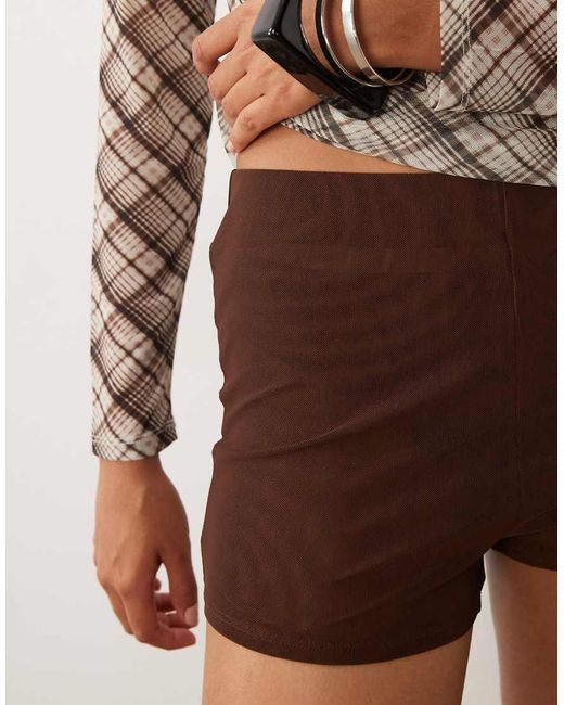 ASOS Brown Sheer Mesh Mini Shorts