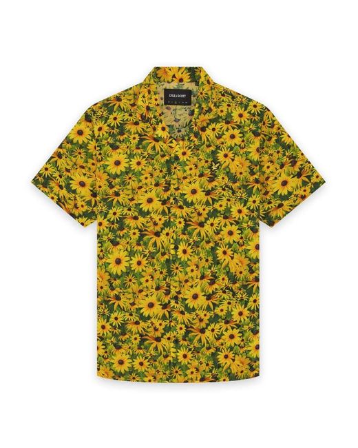 Lyle & Scott Green Floral Graphic Resort Shirt for men