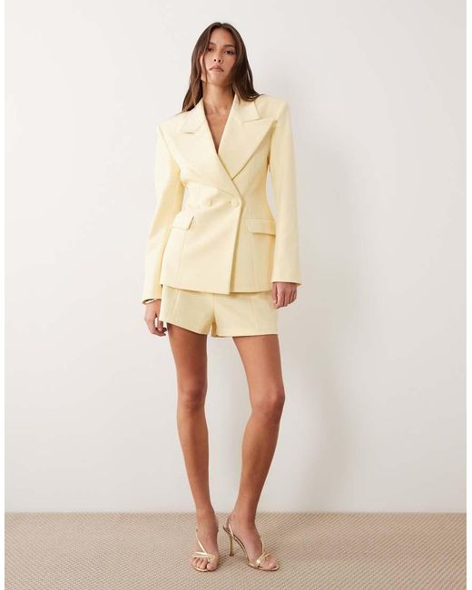 Wanderdoll Natural Charlotte Tailored Front Seam Detail Shorts