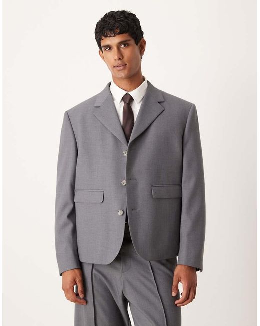 ASOS Gray Boxy Cropped Suit Jacket for men