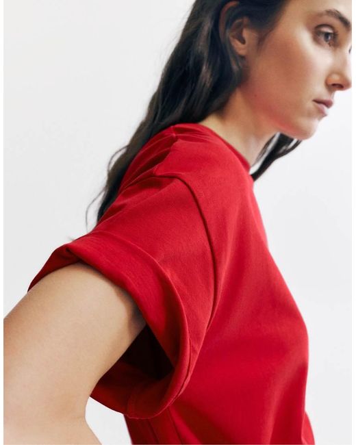 Pull&Bear Red T-shirt With Romance Graphic