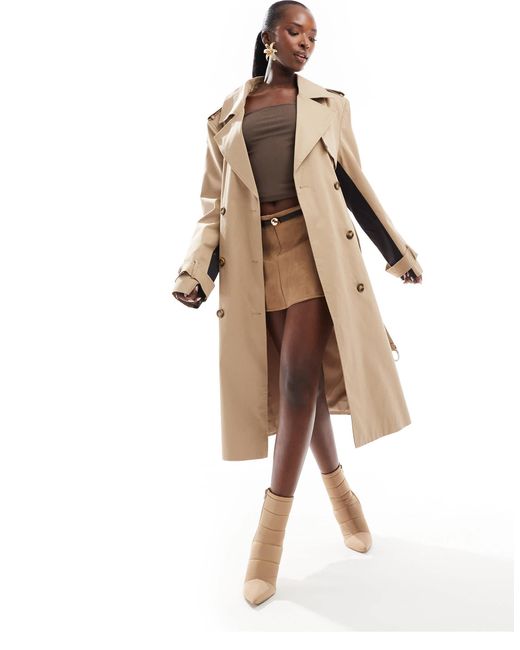 French Connection Natural – twill-trenchcoat mit kontraststreifen
