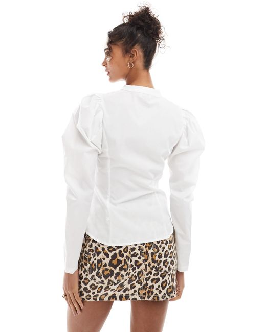 Miss Selfridge White – tailliertes popeline-hemd