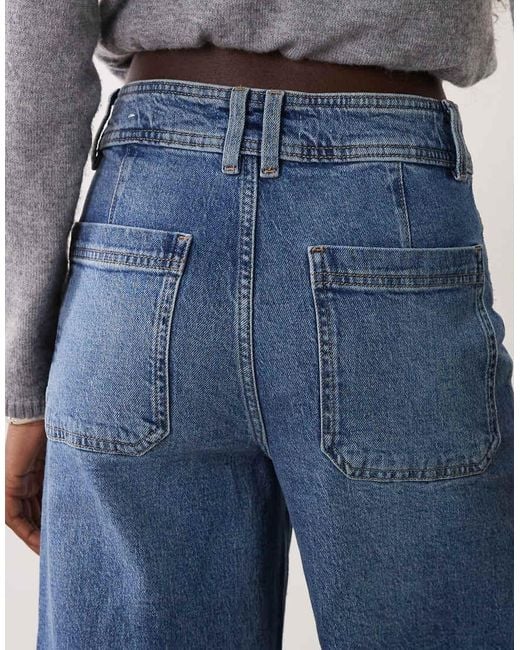 Mango Blue Catherine Wide Leg Jeans