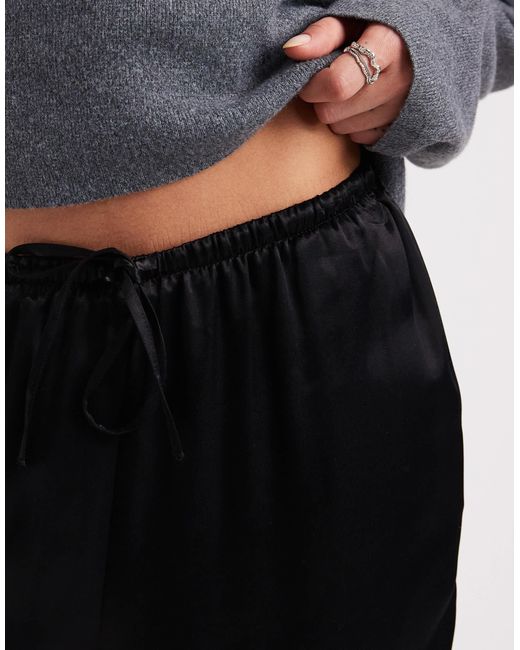 ASOS Gray Satin Wide Leg Pull On Trouser