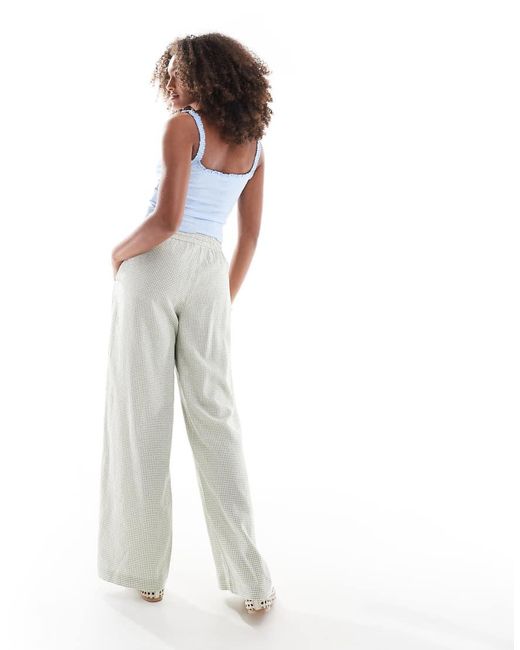 Cotton On White Cotton On 90s Haven Wide Leg Linen Blend Pants