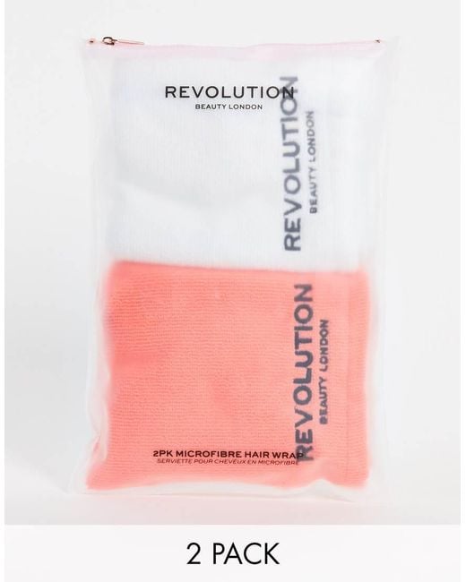Pack De 2 Toallas De Color Coral Y Blanco Para El Cabello De Microfibra De Revolution Revolution Hair de color Pink