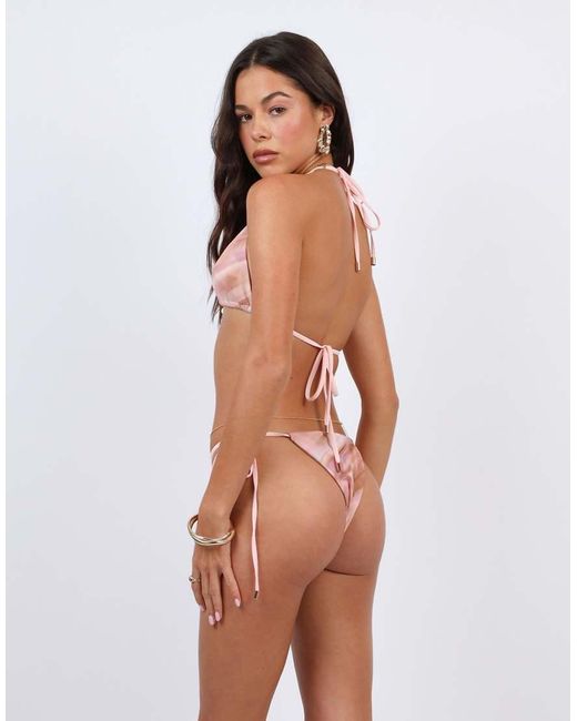 SIMMI Pink Abstract Print Tie Side Bikini Bottoms