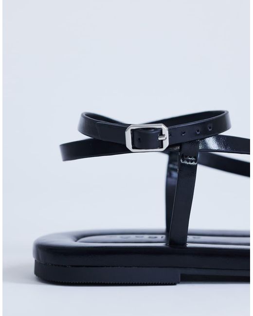 TOPSHOP Blue Sabrina Metal Toe Flat Sandal