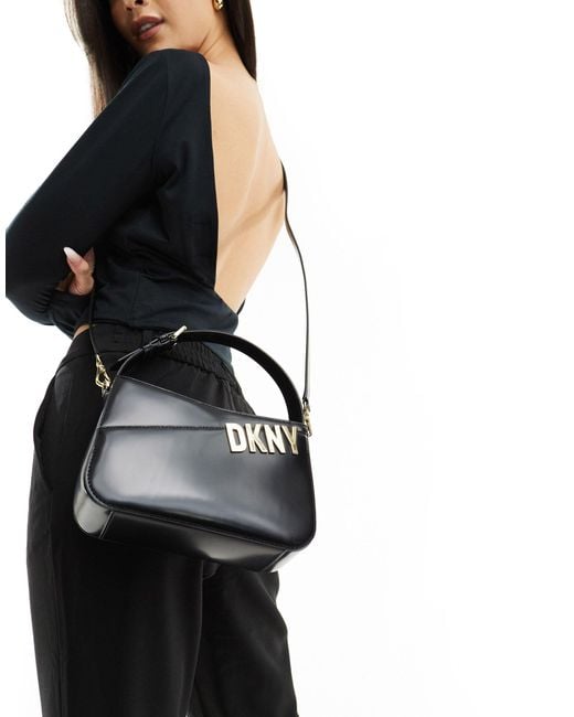 DKNY Black Alison Leather Shoulder Bag With Crossbody Strap