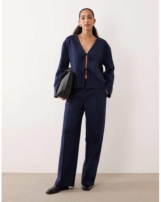 ASOS Blue Co-ord Interlock Wide Leg Trouser
