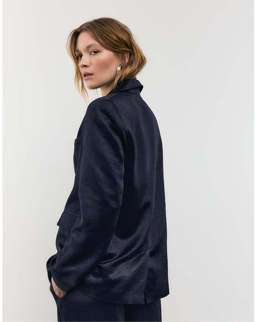 Stradivarius Blue Satin Blazer