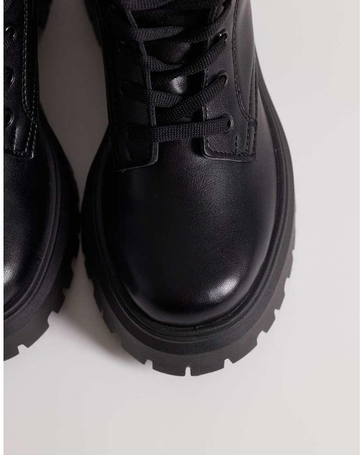 ASOS Black Ava Lace Up Flat Boots