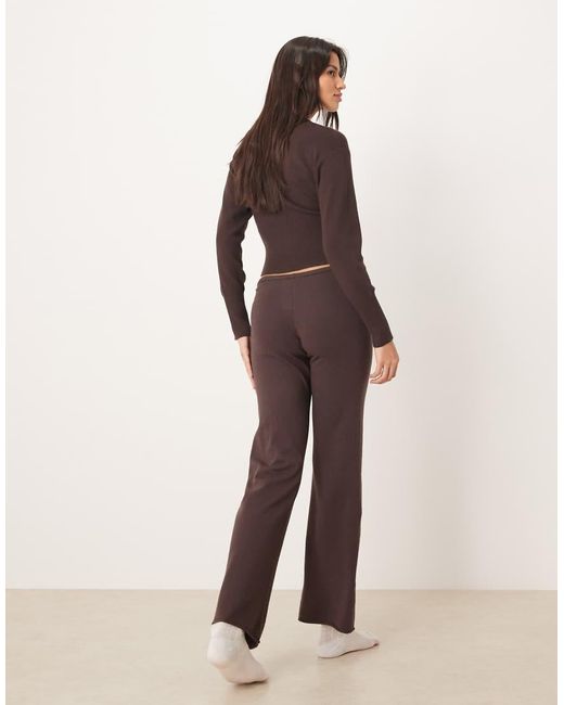 Gina Tricot Natural Co-ord Straight Leg Drawstring Fine Knitted Trousers