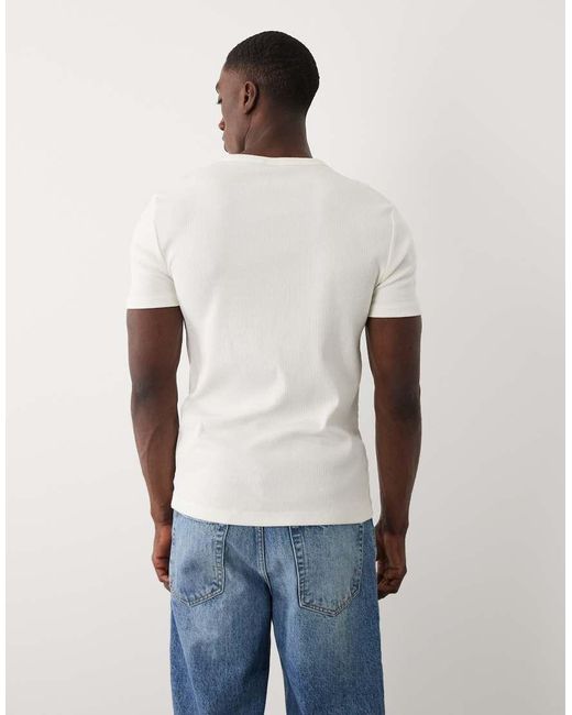 ASOS White Muscle Fit T-shirt With Text Embroidery for men