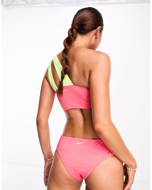 Nike Pink Icon Swoosh Block Cut Out Bikini Bottoms