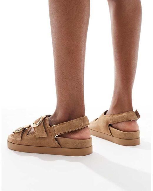 Stradivarius Brown Ankle Strap Leather Sandal