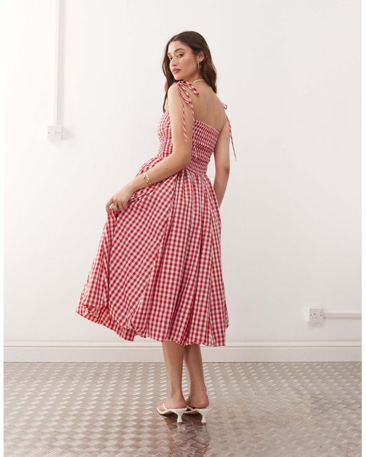 Amy Lynn Pink Alexa Tie Shoulder Puffball Midi Dress
